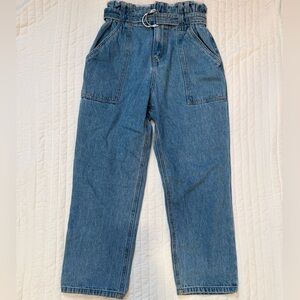 High Rise Flex Waist Belted Denim Paperbag Jeans Size Small